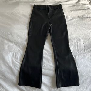 Zara black faux leather flare pants